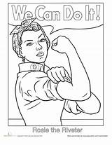 Coloring Pages History Printable Power Women Sheets Month Girl Strong Para American Famous Print Drawing Colouring Riveter Rosie Celebrate Color sketch template