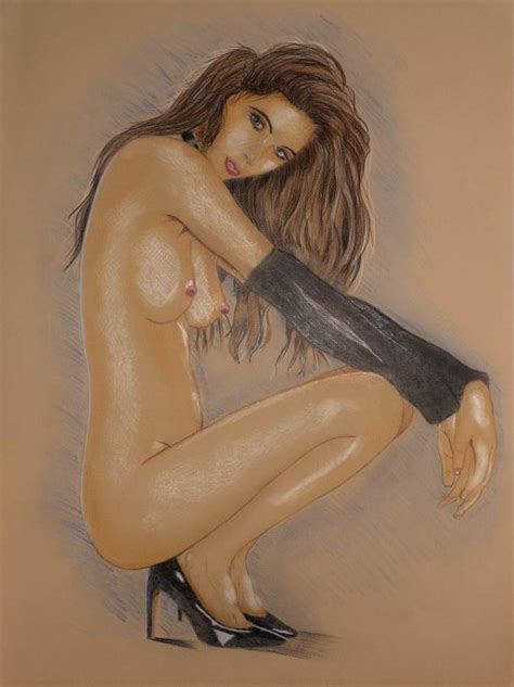 squatting girl erotic art