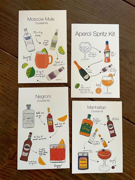 cocktail recipe cards digital etsy