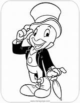 Jiminy Coloring Disneyclips Pinocchio Binged sketch template