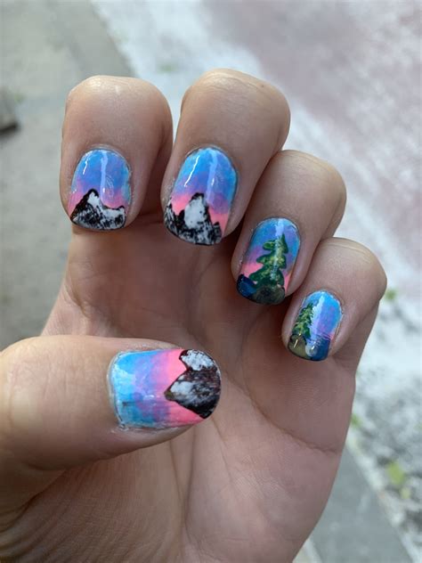 bob ross inspired nails manikyur