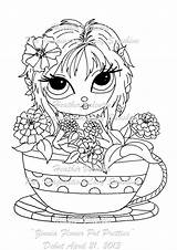 Flower Pages Pot Zinnia Coloring Digi Stamp Pretties Available Choose Board Sunshine Lacy sketch template