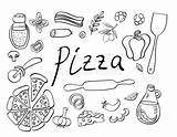 Pizza Pizzaschaufel Coloring Vectors Zubehör Grafiken Doodles sketch template