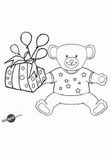 Colouring Teddy Present Print Sheets Activity Pages Kids sketch template