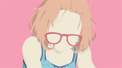 mirai kuriyama anime girl with pink hair and glasses