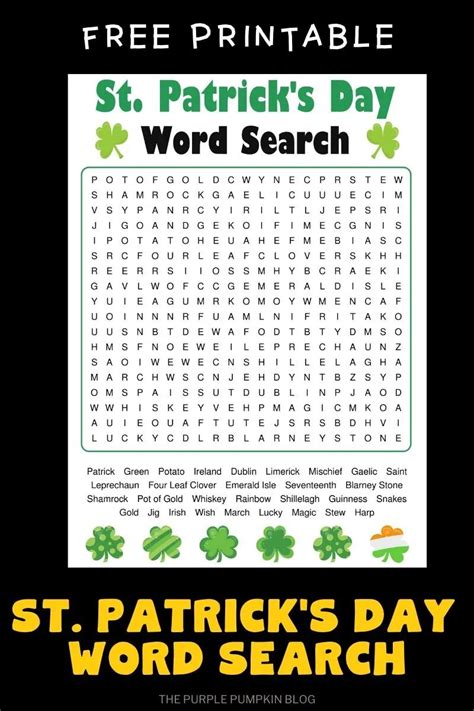 st patricks day word search  printable st patricks day activities