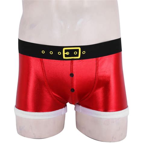 Mens Christmas Santa Claus Costume Festival Holiday Boxer Shorts Thong