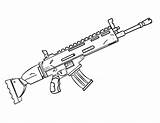 Fortnite Coloring Scar Pages Guns Assault Rifle Printable sketch template