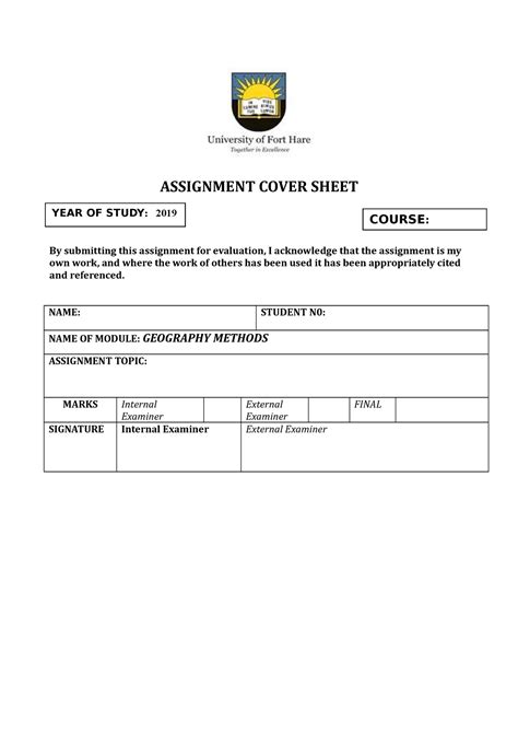 assignment cover sheet assignment cover sheet  submitting
