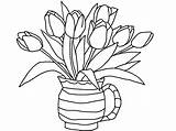 Tulips Coloring Pages Spring Flowers Craft Crafts sketch template