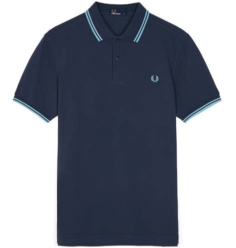 fred perry polo shirt dark airforce ice blue