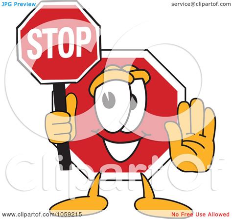 royalty  vector clip art illustration   stop sign character