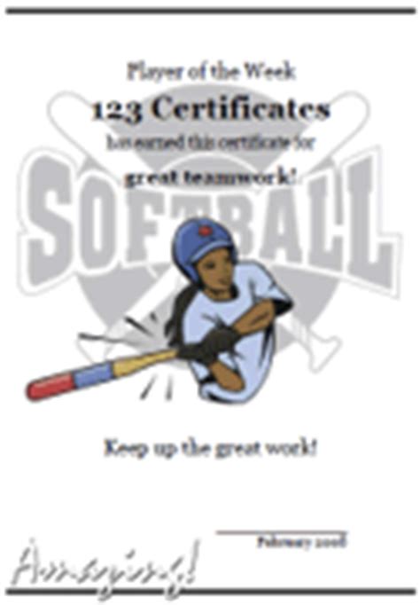 printable softball certificates  softball awards
