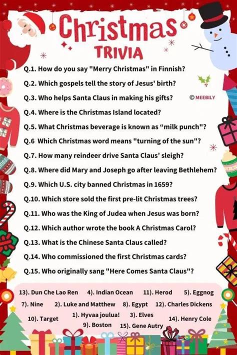 christmas games questions  answers   ultimate popular famous