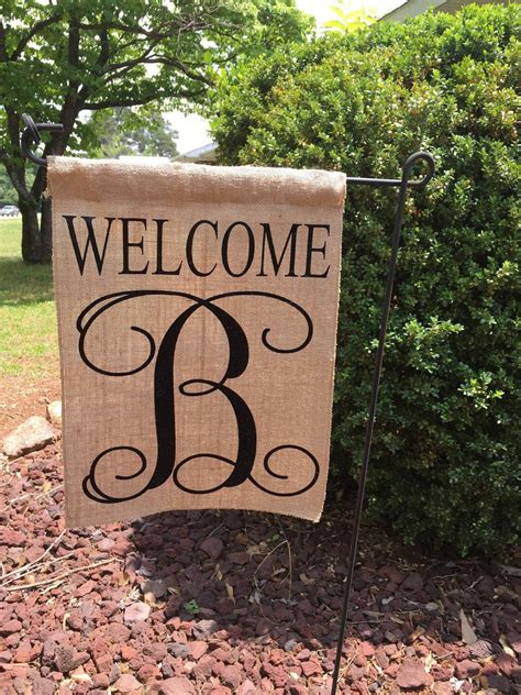 burlap  monogrammed garden flag personalized garden flag