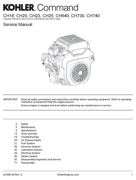 kohler command ch service manual   manualslib