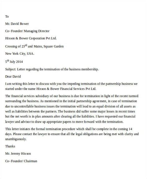 termination letter templates   ms word  franchise