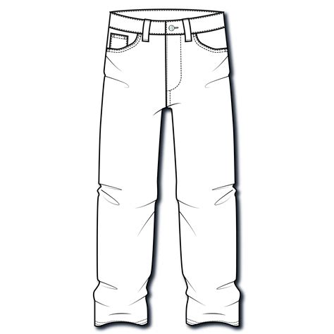 Vector Relaxed Denim Jeans Flat Sketch For Adobe Etsy Uk