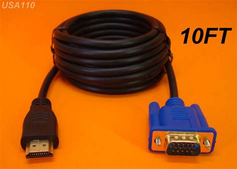 ft  long hdmi  vga monitor cable computer  tv cord  pin  seller ebay