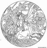 Coloring Mandala Pages Adult Difficult Print Mandalas Adults Color Printable Fairy Leave Level Info sketch template