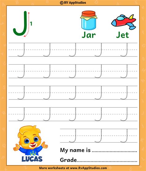 Tracing The Letter J J Uppercase Lowercase Worksheet Printable Letter J