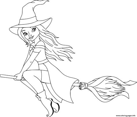 cute witch barbie coloring page printable