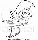 Track Leaping Clipart Hurdle Field Illustration Girl Royalty Toonaday Lineart Outline Vector Ron Leishman sketch template