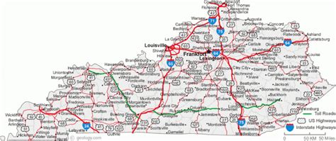 kentucky state map  cities  counties printable map