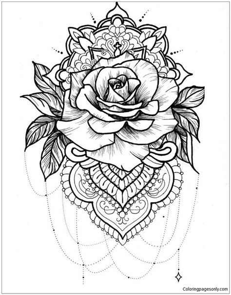 mandala rose coloring page  printable coloring pages