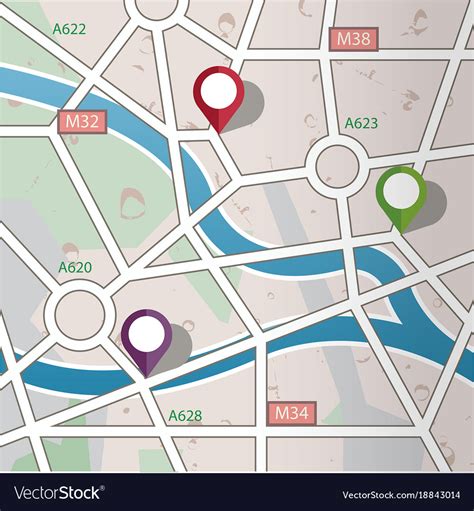abstract city road map  gps icons royalty  vector