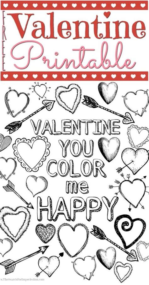 kids valentine printable coloring page  color  happy