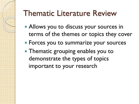 writing  thematic literature review powerpoint