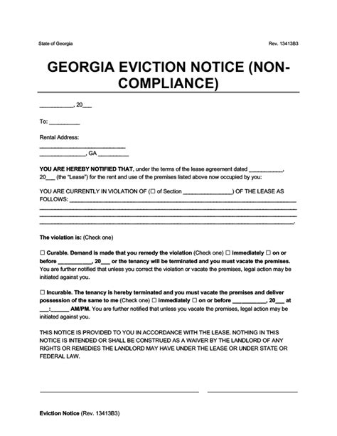 eviction notice template georgia  printable templates