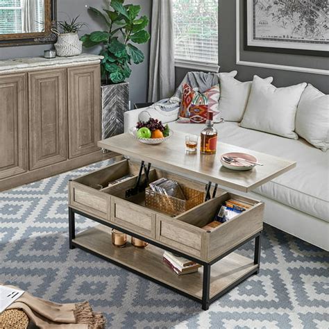 topeakmart wooden lift top coffee table coffee accent table  hidden