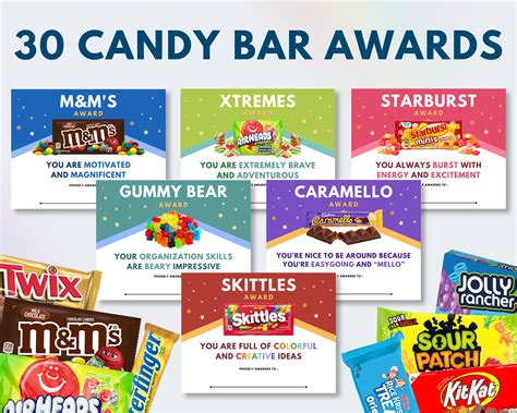 candy bar awards certificates candy bar awards  etsy candy