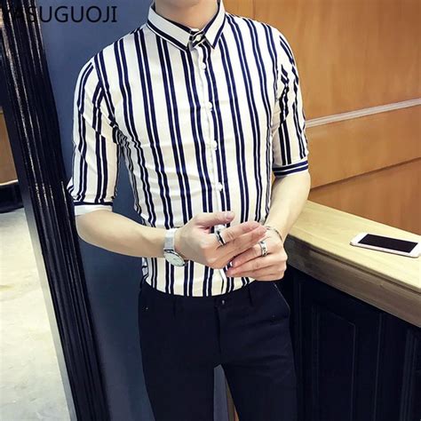 2019 2015 summer fashion new men s shirts slim fit casual