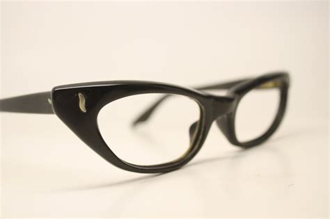 Black Cat Eye Glasses Vintage Eyewear Retro Glasses Rhinestone Etsy