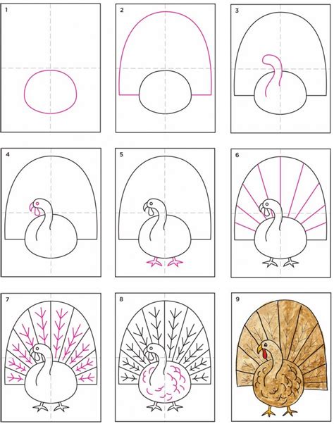 simple turkey drawing art projects  kids