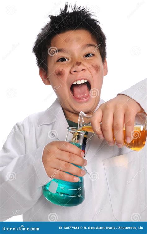 young mad scientist mixing chemicals stock photo image  scientific science