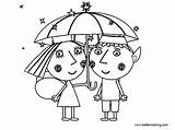 Holly Ben Coloring Pages Kingdom Little Printable Umbrella Kids Color Print Friends sketch template