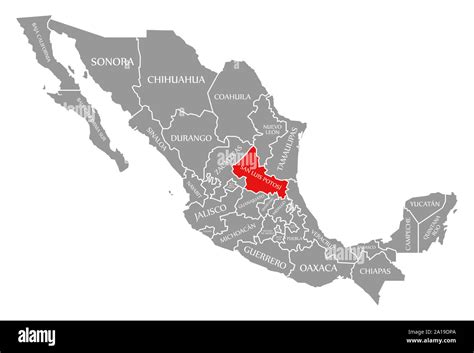 san luis potosi red highlighted  map  mexico stock photo alamy