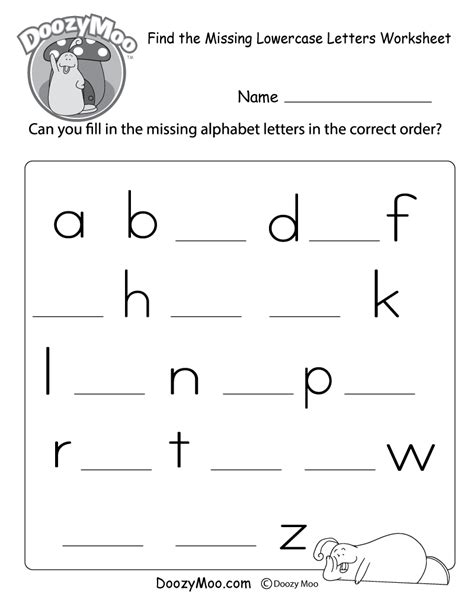 alphabet lowercase letters worksheets