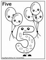 Coloring Number Pages Five Numbers Preschool Balloons Comments sketch template