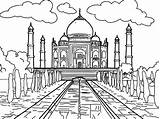 Mahal Taj Coloring Marble Drawing Pages Printable Seven sketch template