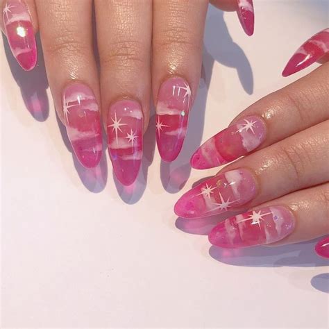 pink cloud nails pink nails jelly nails coffin nails designs