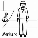 Marinero Profesiones Dibujo Marino Marineros Desenhos Marinheiro Seafarer Menudospeques Colorir Recursos Laminas sketch template