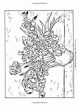 Van Gogh Irises Coloring Pages Da Iris Vase Colouring Drawing Choose Board Artist Vincent Painting sketch template