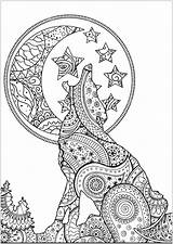 Loup Zentangle Lune Wolves Lupi Lobos Colorier Adulti Loups Clair Adultos Justcolor Coloriages Mandalas Coloring4free Hurlant Zombies Moonlight Difficiles Mêlant sketch template