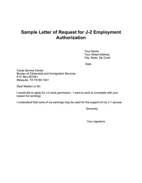 work letter  immigration sample  letter template collection