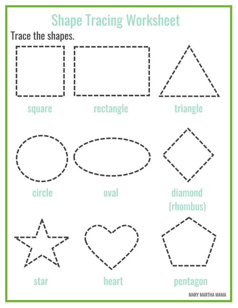 shapes worksheets  preschool  printables mary martha mama